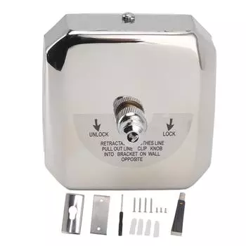 Выдвижная бельевая веревка 304 Нержавеющая сталь Устойчивая к ржавчине Экономия места Настенная сушка для одежды 2.8M