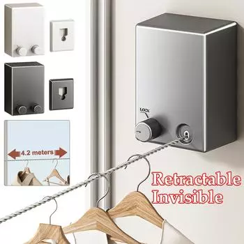 Выдвижная бельевая веревка невидимая телескопическая проволока из нержавеющей стали прочная сушилка для белья фиксатор для предотвращения провисания белый