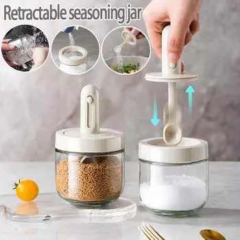 Выдвижная бутылка для приправ, бытовая кухонная коробка для приправ, дополнительная упаковка, резервуар для приправ, коробка для хранения ложек, защита от протечек зелёный