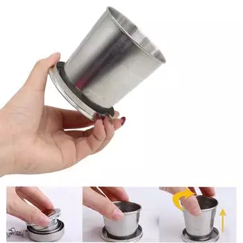 Выдвижная чашка для воды из нержавеющей стали, чашка для путешествий на открытом воздухе, для кемпинга, кружка для питья, пиво, чай, кофе, складная бутылка 75ml