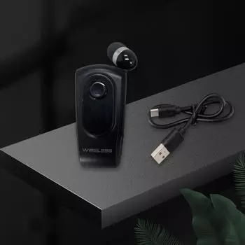 Выдвижная гарнитура BT с клипсой на наушнике Handsfree для водителя, наушники-вкладыши для звонков чёрный