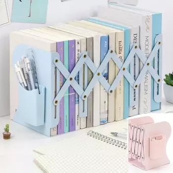 Выдвижная книжная полка с держателем для ручек и книжной полкой, встроенная настольная стойка для хранения книг, перегородка для книг