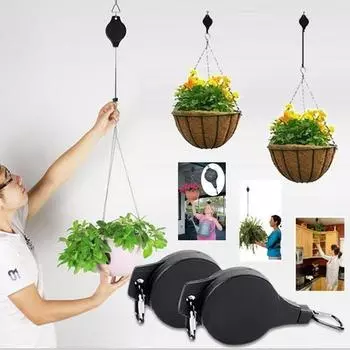 Выдвижная корзина, цветочный горшок, подвесная вешалка, держатель с крючком, садовые принадлежности чёрный