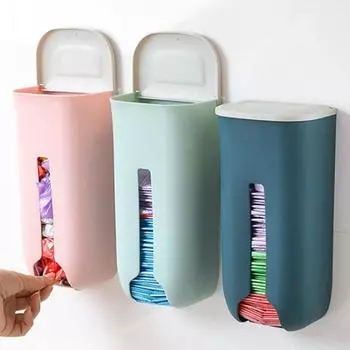 Выдвижная кухонная сумка, сумка для хранения, диспенсер, настенное крепление, держатель для мешка для мусора, многоразовый мешок для мусора, органайзер для кухни серый