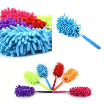 Выдвижная мягкая щетка для пыли, пылесос, не теряющий волосы, щетка для удаления пыли - чистка мебели автомобиля синий