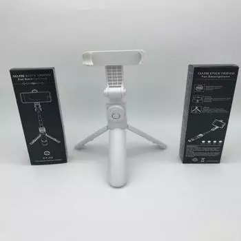 Выдвижная палка для селфи для iPhone Встроенный универсальный держатель для телефона Настольный штатив с пультом BT белый