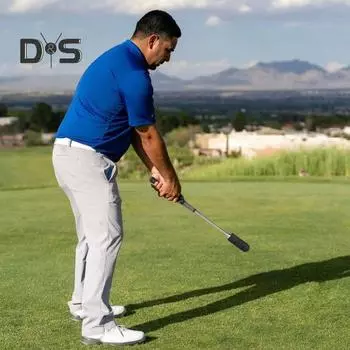 Выдвижная палка для тренировки замаха в гольфе, правильная осанка, тренажер для гольфа со звуком щелчка, разминочная палка для тренировок в помещении для отбивания ударов чёрный