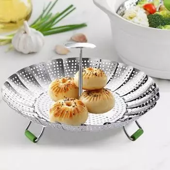 Выдвижная паровая решетка из нержавеющей стали для приготовления пищи Корзина для пароварки Складная корзина для пароварки для овощей Скороварки Необходимая для здорового приготовления пищи L