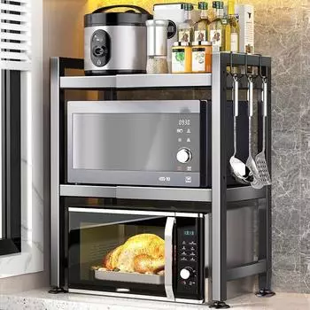 Выдвижная подставка для микроволновой печи, регулируемая кухонная полка, 1/2-ярусная подставка для микроволновой печи, столешница 1 Tier белый