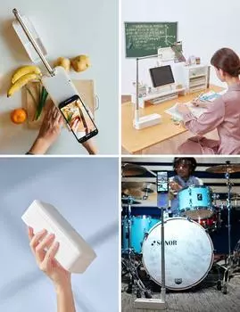 Выдвижная подставка для селфи с вращением на 360°, держатель для телефона, перезаряжаемый беспроводной, складной, 7-светодиодный заполняющий свет для записи видео в реальном времени белый