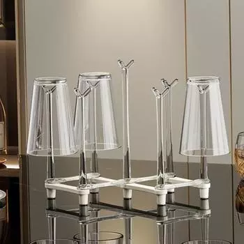 Выдвижная подставка для стаканов Пластиковая нескользящая нижняя подставка для кружек для слива стеклянных и спортивных бутылок 7 кронштейнов для сидений Складная конструкция Экономия места белый