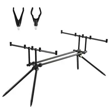 Выдвижная подставка для удочки Съемный металлический регулируемый держатель для удочек чёрный