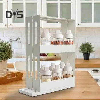 Выдвижная полка для специй, органайзер, выдвижная конструкция, большая вместимость, регулируемая высота, многофункциональный держатель для хранения приправ белый
