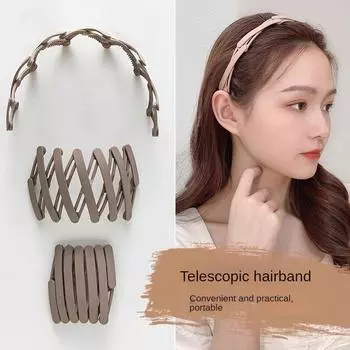 Выдвижная повязка на голову, новая складная портативная повязка для волос/зажим, женская невидимая зубчатая нескользящая фиксированная повязка для мытья лица чёрный