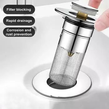 Выдвижная пробка для раковины в ванной с корзиной, предотвращающей засорение, универсальный сливной фильтр для 1,1–1,45 лет в США. Стандартные сливные отверстия, заглушка для улавливания волос серебряный
