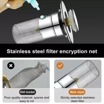 Выдвижная пробка для раковины в ванной с корзиной, предотвращающей засорение, универсальный сливной фильтр для 1,1–1,45 лет в США. Стандартные сливные отверстия. Простая установка герметичной заглушки. серебряный