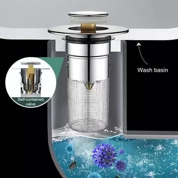 Выдвижная пробка для раковины в ванной с корзиной, предотвращающей засорение, универсальный сливной фильтр для 1,1–1,45 лет в США. Стандартные сливные отверстия. Простая установка. Утечка. серебряный