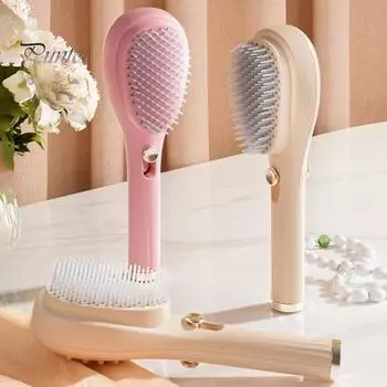 Выдвижная щетка для волос Самоочищающаяся щетина Массаж головы Антистатическая расческа для распутывания волос Портативные женские парикмахерские инструменты Подарок на день рождения розовый