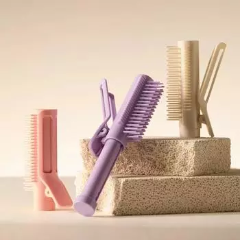 Выдвижная щетка для завивки волос Портативная гладильная палочка Гладильная шпилька Парикмахерская расческа Антистатический массажер для головы Аксессуары для укладки волос фиолетовый