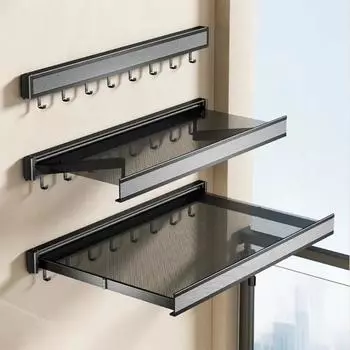 Выдвижная сетка для сушки белья, невидимая сушилка для белья на балконе, настенная вешалка для белья из алюминиевого сплава без проколов белый