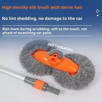 Выдвижная швабра для мытья автомобиля Yousheng с длинной ручкой, двухголовая конструкция, мягкая щетина, эффективная очистка, многофункциональная швабра для мытья автомобиля белый