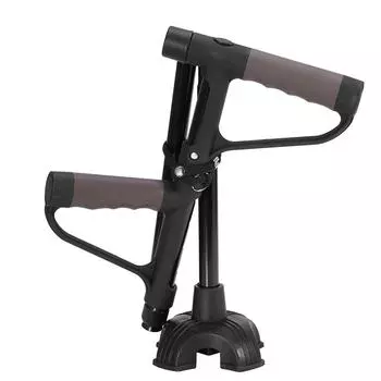 Выдвижная складная противоскользящая трость с двойной Т-образной ручкой и светодиодной подсветкой для пожилых людей