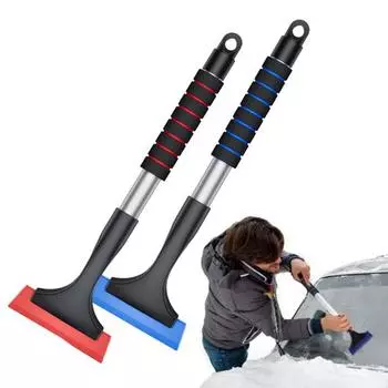 Выдвижная стеклянная лопата для снега для автомобиля, выдвижная ручка, скребок для льда с острым краем красный