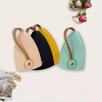 Выдвижная сумка для ключей от машины на шнурке, портативная, большая вместимость, искусственная кожа, водонепроницаемый чехол для хранения ключей ручной работы, защитная крышка, чехол жёлтый