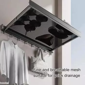 Выдвижная сушилка для белья, утолщенная вешалка для хранения одежды, вешалка для ванной комнаты, шкафа, прачечной, экономия места дома серый