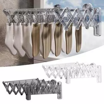 Выдвижная сушилка для носков с 20 зажимами Складная конструкция Простая установка серый/чистый