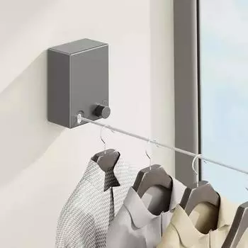 Выдвижная веревка для белья, выдвижная сушильная машина из нержавеющей стали, веревка, компактная сушилка для одежды для дома чёрный