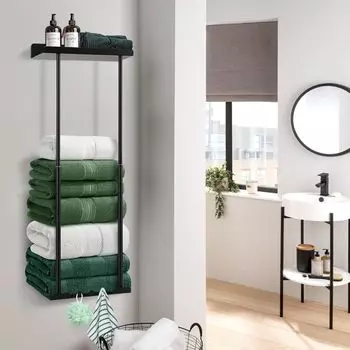 Выдвижная вешалка для полотенец для ванной комнаты для хранения банных полотенец и халатов чёрный