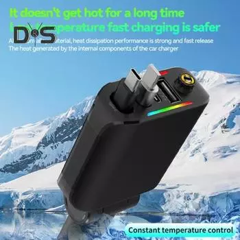 Выдвижное автомобильное зарядное устройство 120 Вт, 4 порта USB C, автомобильное зарядное устройство, адаптер для iPhone, многофункциональное автомобильное зарядное устройство для Android чёрный