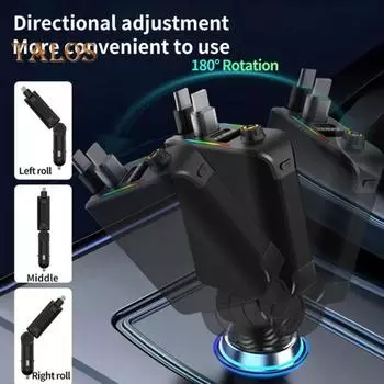 Выдвижное автомобильное зарядное устройство 120 Вт, 4 порта USB C, автомобильное зарядное устройство, адаптер для iPhone, многофункциональное автомобильное зарядное устройство для Android чёрный