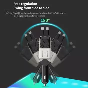Выдвижное автомобильное зарядное устройство 66 Вт с дисплеем напряжения для быстрой зарядки 4-в-1 сверхбыстрое автомобильное зарядное устройство для телефона с портами Type-C USB-A для iPhone Еще белый