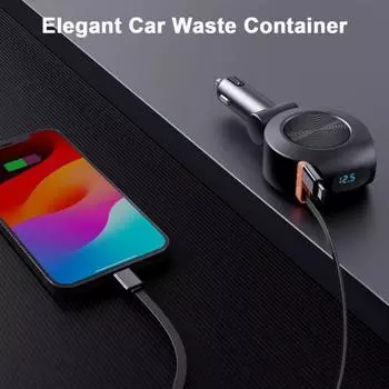 Выдвижное автомобильное зарядное устройство с 2 портами USB 69 Вт 4-в-1 адаптер для быстрой зарядки для iPhone 16/15/14/13 кабель Type-C PD 3A порт зарядное устройство чёрный