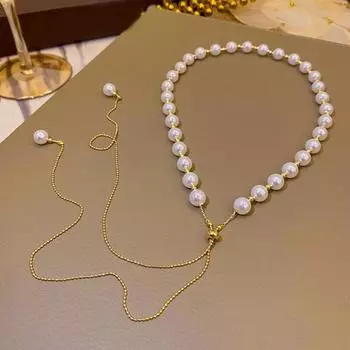 Выдвижное дизайнерское колье-колье Yousheng, длинная кисточка, изысканное регулируемое элегантное короткое ожерелье с искусственным жемчугом, ювелирные аксессуары белый