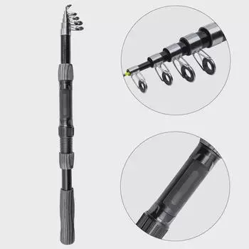 Выдвижное стеклопластиковое удилище для дальних забросов с прямой рукояткой, идеально подходит для любителей рыбной ловли. 1.8 серый