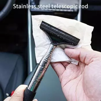 Выдвижной автомобильный зеркальный нескользящий скребок с портативной ручкой заднего вида, портативный автомобильный стеклоочиститель чёрный