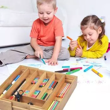 Выдвижной бамбуковый ящик-органайзер для хранения кухонной посуды, столовых приборов