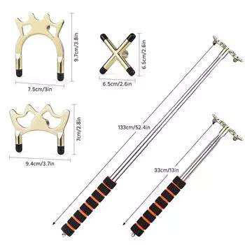 Выдвижной бильярдный кий, мостовой кий, бильярдный кий, бильярдный мостик с 3 съемными латунными пластинами серебряный