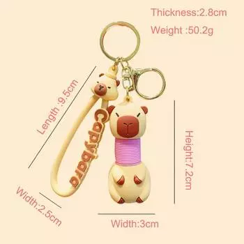 Выдвижной брелок-подвеска Capybara, милый необычный подарок-подвеска в виде капибары коричневый