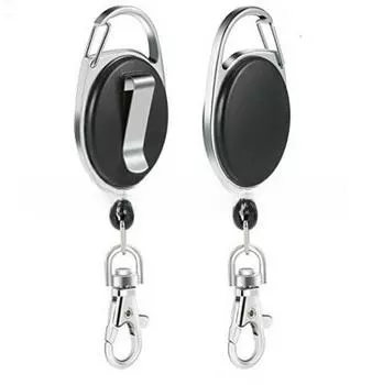 Выдвижной брелок с защитой от потери, с легко вытягивающейся пряжкой и задним зажимом для использования на открытом воздухе No