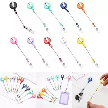 Выдвижной держатель для бейджа с зажимом для ремня Выдвижной держатель для удостоверения личности Катушка для бейджа Выдвижной держатель для карт для медсестры, врача розовый