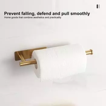 Выдвижной держатель для бумажных полотенец Настенный органайзер из нержавеющей стали без перфорации, выдерживающий большую нагрузку, органайзер для пленки, стеллаж для хранения рулонов бумаги в ванной комнате золотистый