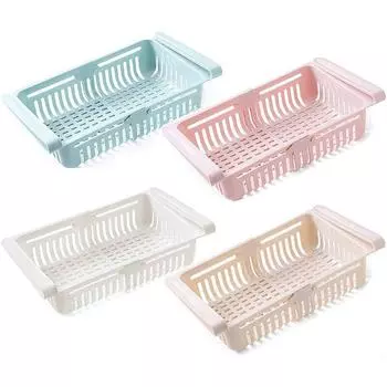 Выдвижной держатель для холодильника, ящик для хранения, органайзер для продуктов, полка, правильный ящик One Size синий