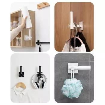 Выдвижной держатель для настенных наклеек, самоклеящийся держатель для туалетной бумаги на кухне, пластиковая вешалка для бумажных полотенец в ванной, вешалка для одежды чёрный