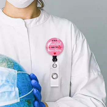 Выдвижной держатель катушки для бейджа, вешалка для визитной карточки, нейлоновый шнур для кормления с зажимом для розовый