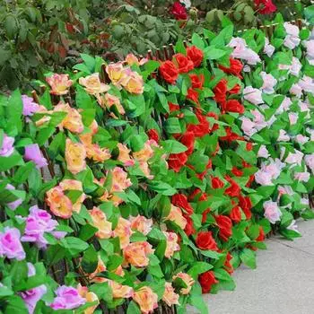 Выдвижной искусственный забор, лист, сад, хеджирование, украшение для ландшафтного дизайна розовый