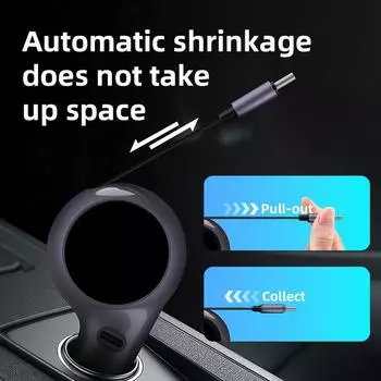 Выдвижной кабель для автомобильного зарядного устройства 60 Вт, умный двойной кабель для быстрой зарядки прикуривателя USB, автомобильный кабель для быстрой зарядки для iPhone, Huawei, Samsung фиолетовый